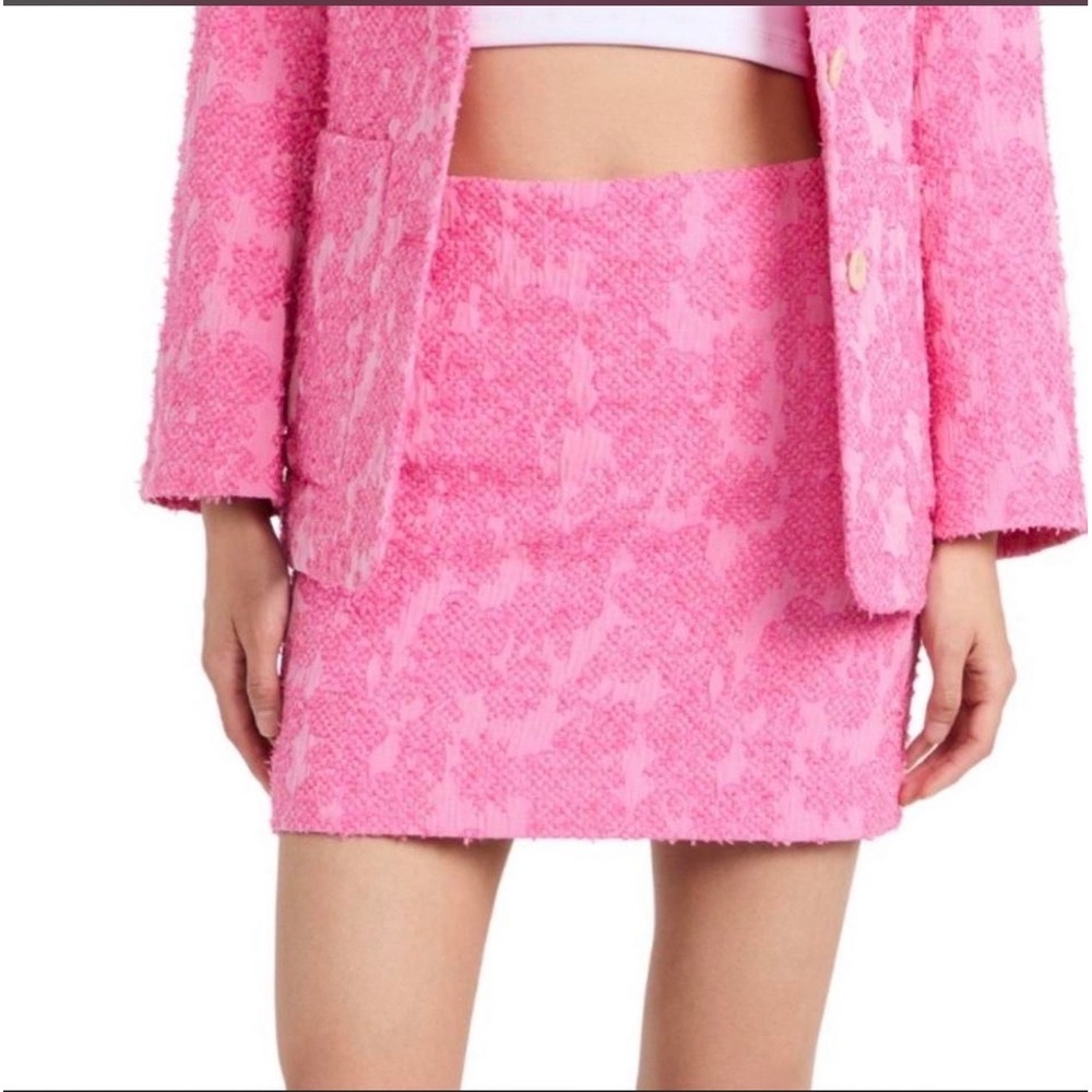 Baum und Pferdgarten Pink Textured Mini Skirt Size 36 Floral Bouclé Jacquard